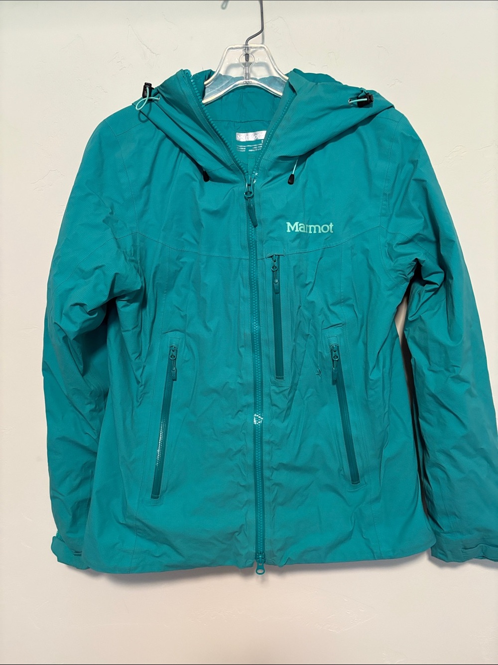 Marmot lightweight insulated ski jacket women’s S/P bright green hooded